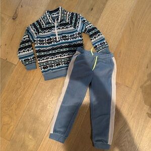 Old Navy Blue and Gray Kids Fleece Joggers & Half Zip Sweater